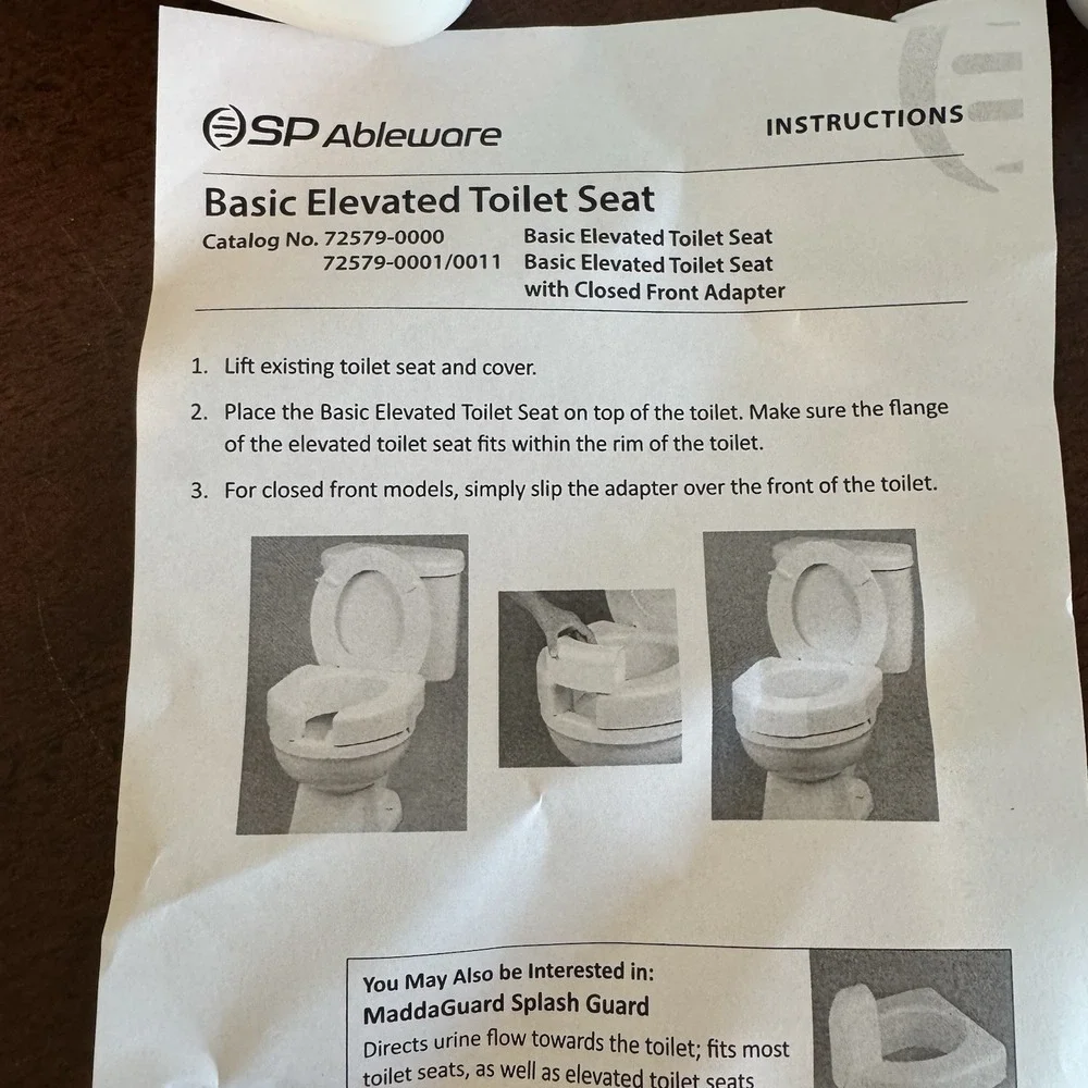 SP Ableware Basic Open-Front 3-Inch Elevated Toilet Seat - New (open box)